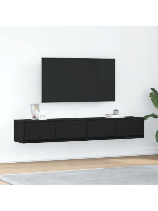Tv-tasot 2 kpl musta tammi 80x31x25,5 cm tekninen puu