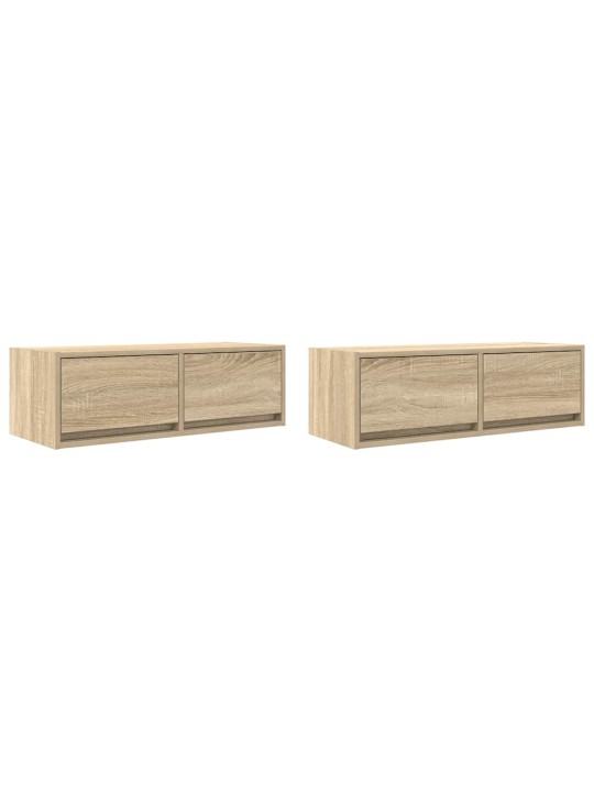 Tv-seinäkaapit 2 kpl sonoma-tammi 80x31x25,5 cm tekninen puu