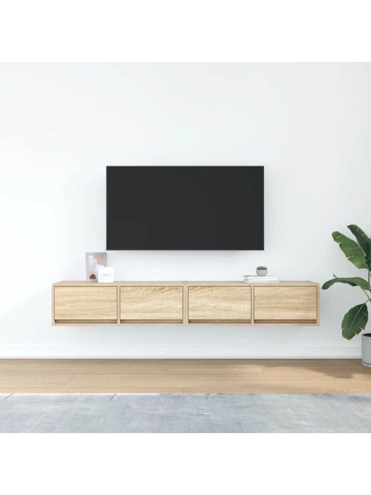 Tv-seinäkaapit 2 kpl sonoma-tammi 80x31x25,5 cm tekninen puu