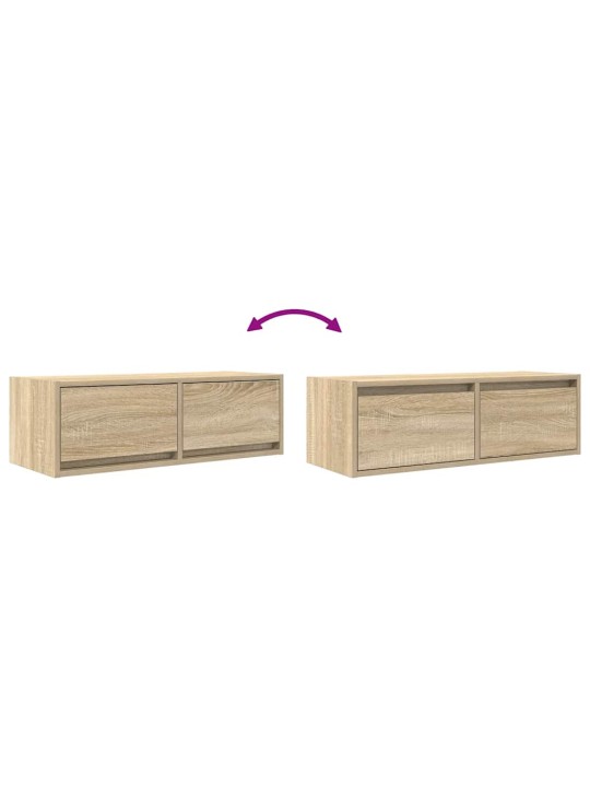 Tv-seinäkaapit 2 kpl sonoma-tammi 80x31x25,5 cm tekninen puu