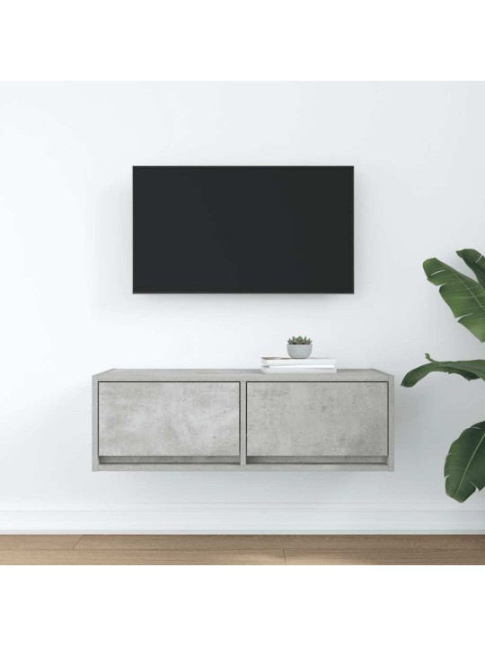 Tv-taso betoninharmaa 80x31x25,5 cm tekninen puu
