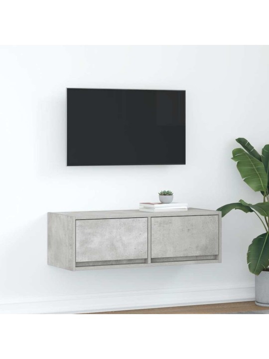 Tv-taso betoninharmaa 80x31x25,5 cm tekninen puu
