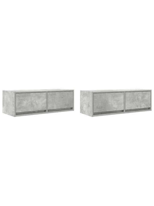 Tv-seinäkaapit 2 kpl betoninharmaa 80x31x25,5 cm tekninen puu