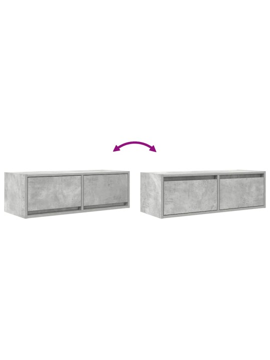 Tv-seinäkaapit 2 kpl betoninharmaa 80x31x25,5 cm tekninen puu
