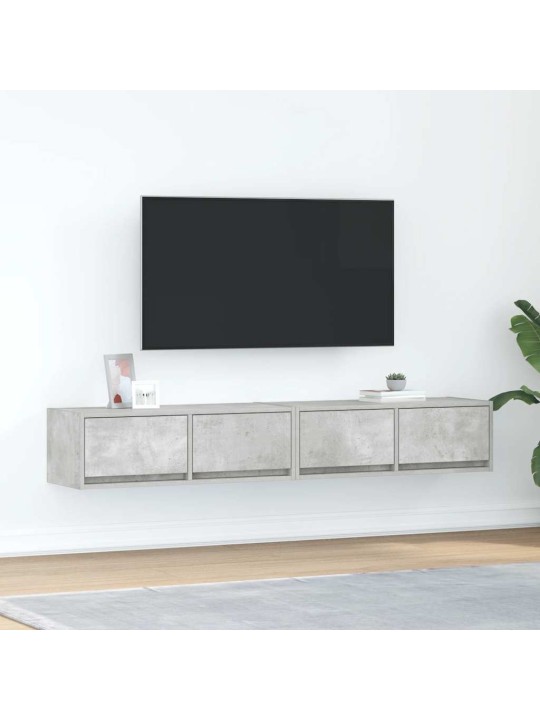 Tv-seinäkaapit 2 kpl betoninharmaa 80x31x25,5 cm tekninen puu