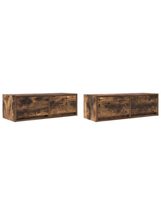 Tv-seinäkaappi 2 kpl savutammi 80x31x25,5 cm tekninen puu