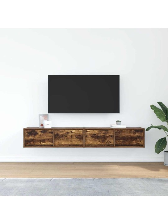 Tv-seinäkaappi 2 kpl savutammi 80x31x25,5 cm tekninen puu