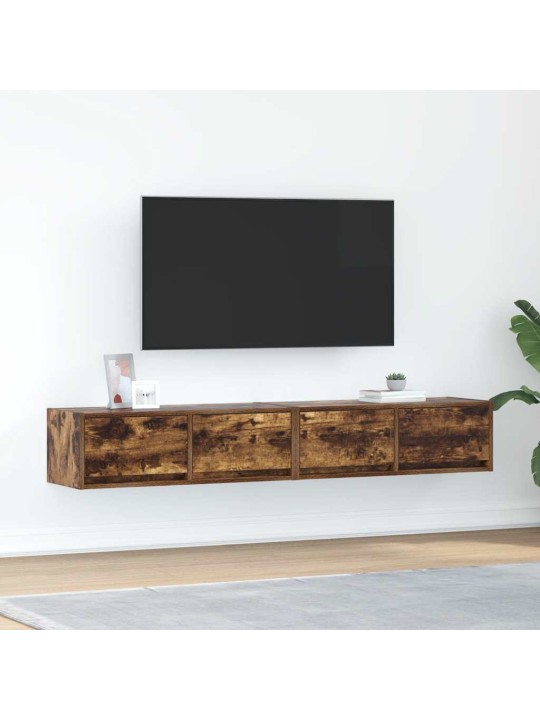 Tv-seinäkaappi 2 kpl savutammi 80x31x25,5 cm tekninen puu