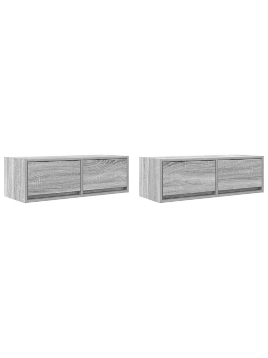 Tv-seinäkaapit 2 kpl harmaa sonoma 80x31x25,5 cm tekninen puu
