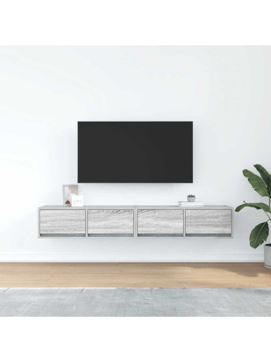 Tv-seinäkaapit 2 kpl harmaa sonoma 80x31x25,5 cm tekninen puu