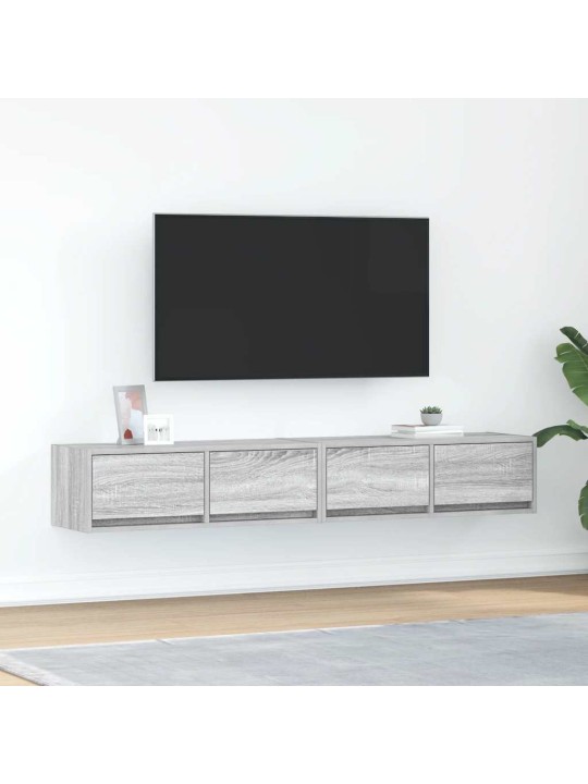 Tv-seinäkaapit 2 kpl harmaa sonoma 80x31x25,5 cm tekninen puu