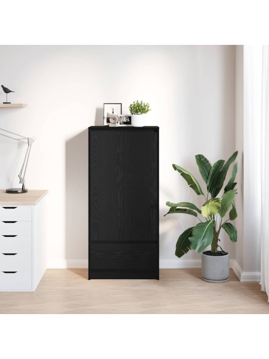 Kaappi laatikolla musta tammi 55,5x34x119,5 cm tekninen puu