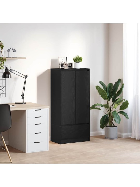 Kaappi laatikolla musta tammi 55,5x34x119,5 cm tekninen puu