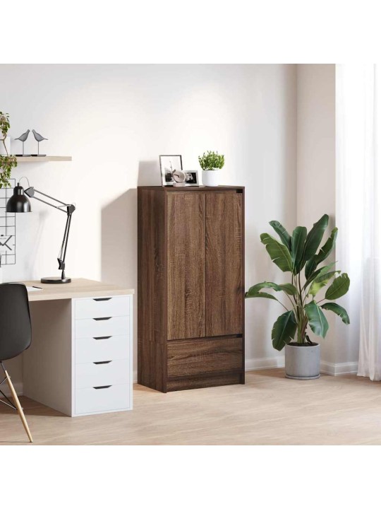 Kaappi laatikolla ruskea tammi 55,5x34x119,5 cm tekninen puu
