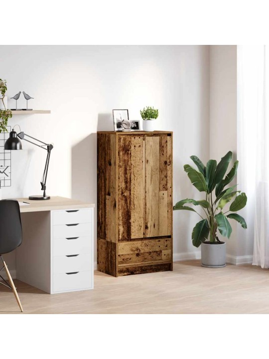 Kaappi laatikolla vanha puu 55,5x34x119,5 cm tekninen puu