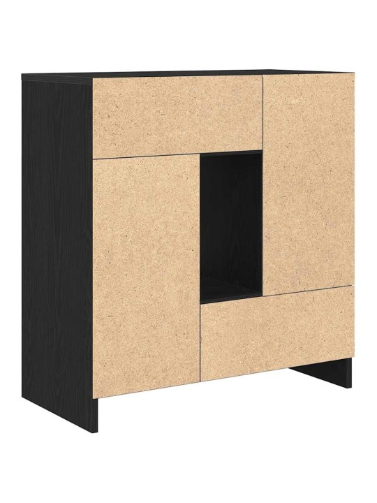 Senkki laatikoilla ja ovilla musta tammi 70,5x34x74,5 cm