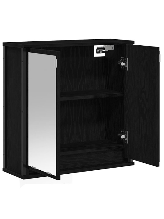 Kylpyhuoneen seinäkaappi peilillä musta tammi 60x21x60 cm