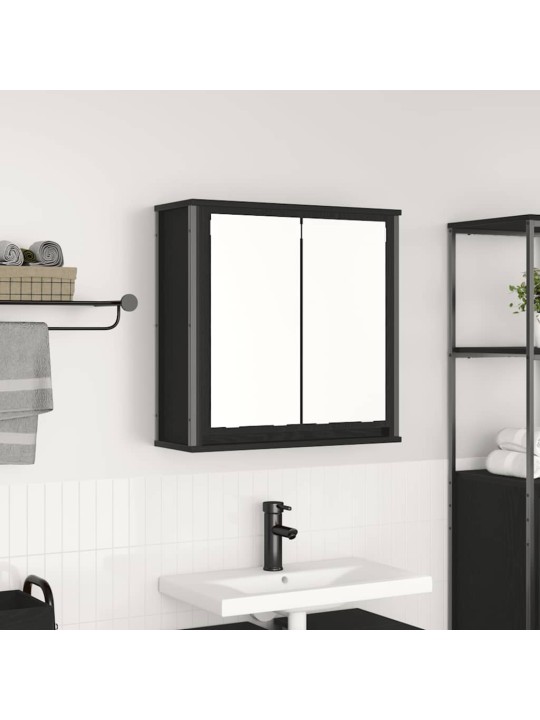 Kylpyhuoneen seinäkaappi peilillä musta tammi 60x21x60 cm
