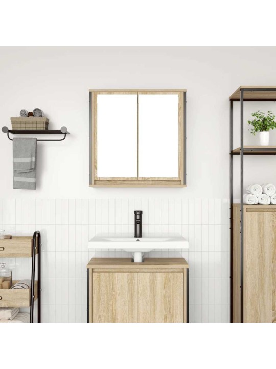 Kylpyhuoneen seinäkaappi peilillä sonoma tammi 60x21x60 cm