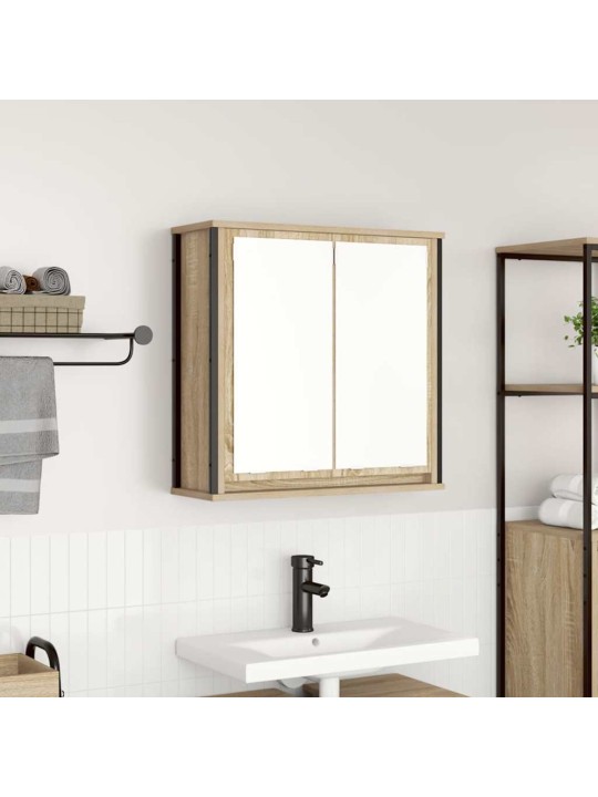 Kylpyhuoneen seinäkaappi peilillä sonoma tammi 60x21x60 cm