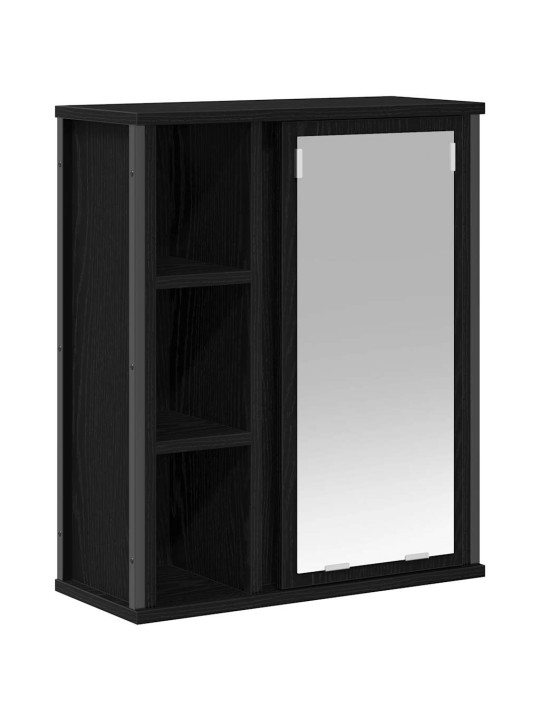 Kylpyhuoneen seinäkaappi peilillä musta tammi 50x21x60 cm