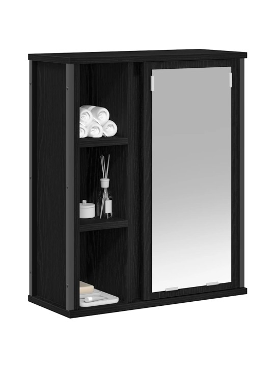 Kylpyhuoneen seinäkaappi peilillä musta tammi 50x21x60 cm