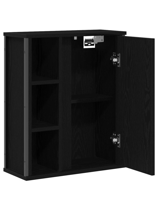 Kylpyhuoneen seinäkaappi peilillä musta tammi 50x21x60 cm