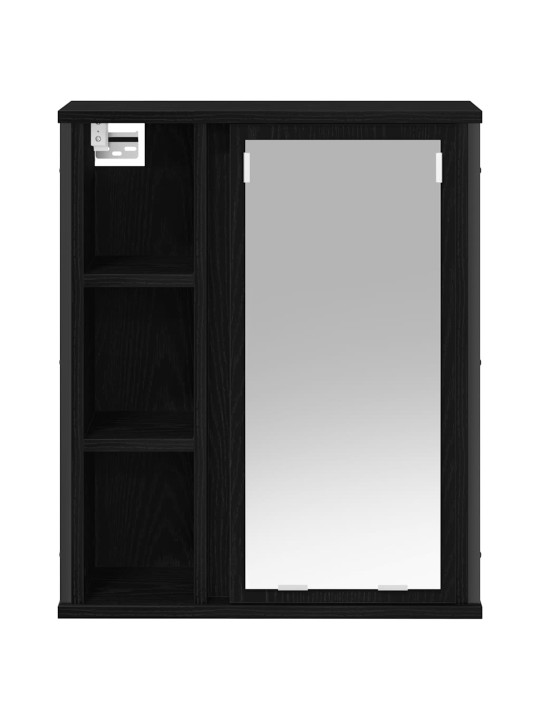 Kylpyhuoneen seinäkaappi peilillä musta tammi 50x21x60 cm