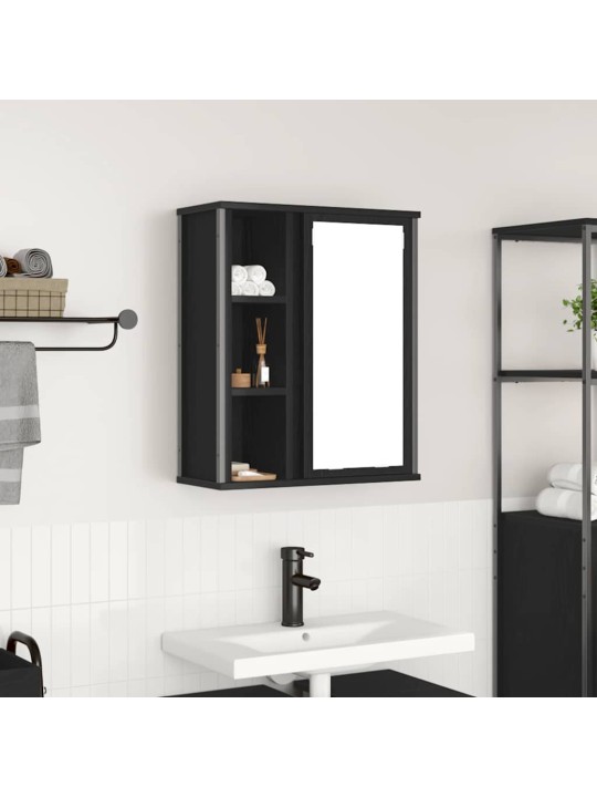 Kylpyhuoneen seinäkaappi peilillä musta tammi 50x21x60 cm
