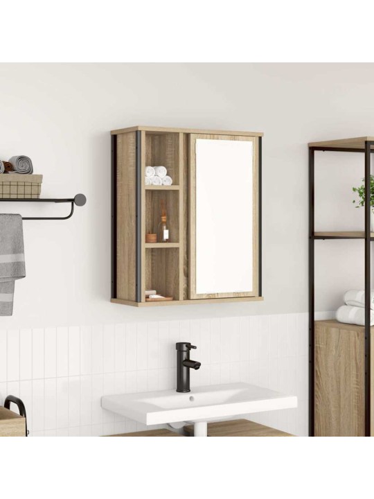 Kylpyhuoneen seinäkaappi peilillä sonoma tammi 50x21x60 cm