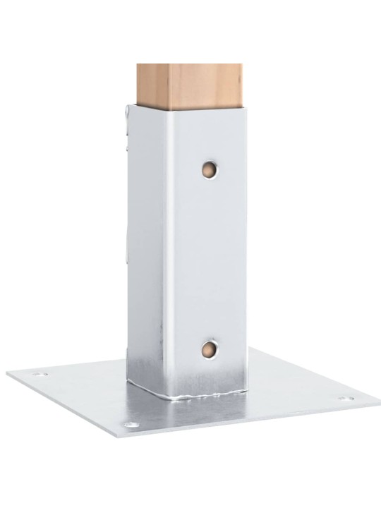 Pylväiden jalustat neliö 12 kpl hopea 46x46 mm galvanoitu teräs