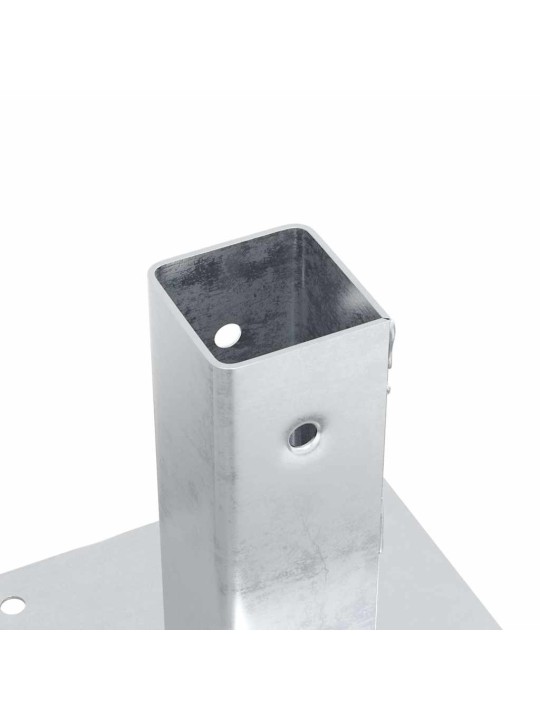 Pylväiden jalustat neliö 12 kpl hopea 46x46 mm galvanoitu teräs