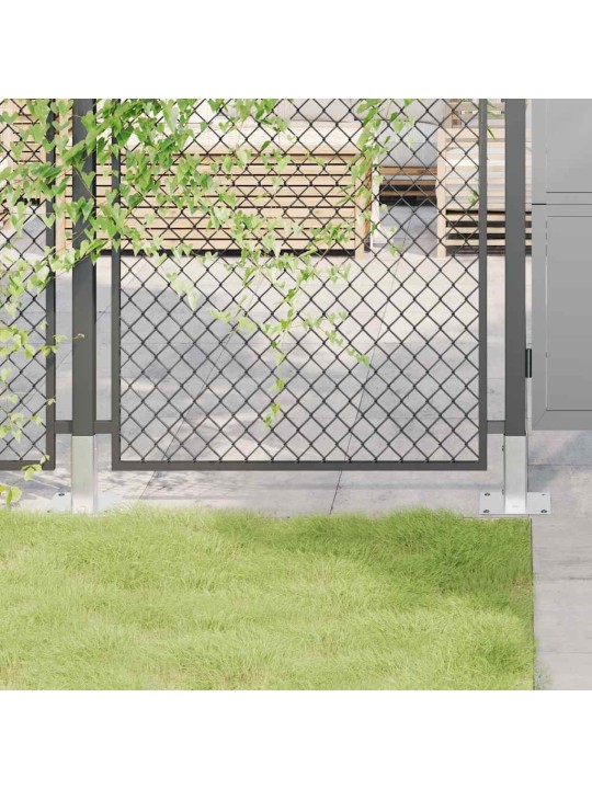 Pylväiden jalustat neliö 12 kpl hopea 46x46 mm galvanoitu teräs