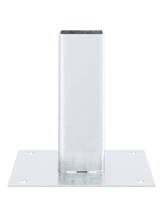 Pylväiden jalustat neliö 12 kpl hopea 51x51 mm galvanoitu teräs