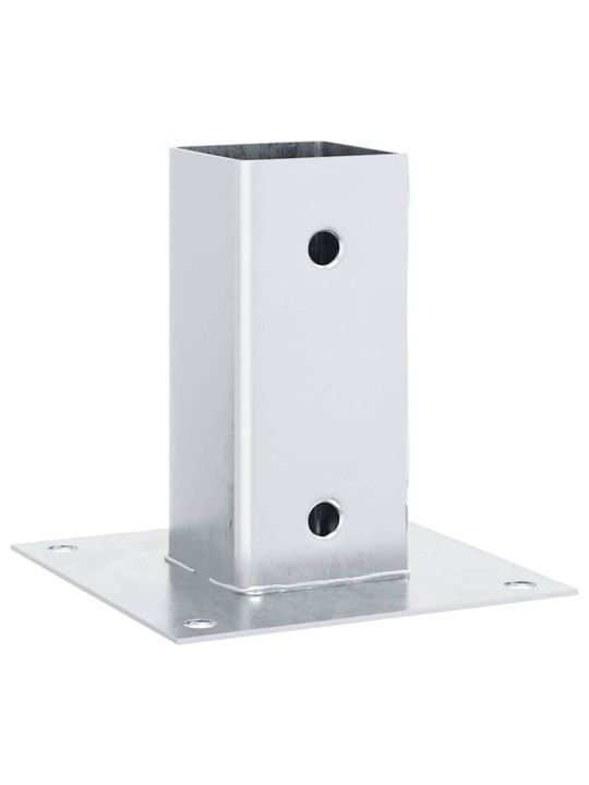 Pylväiden jalustat neliö 4 kpl hopea 61x61 mm galvanoitu teräs