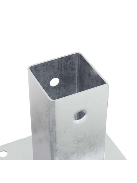 Pylväiden jalustat neliö 4 kpl hopea 61x61 mm galvanoitu teräs