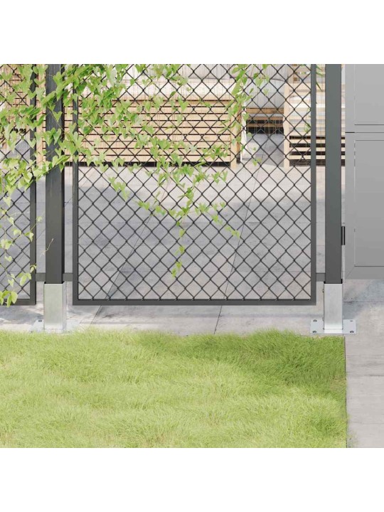 Pylväiden jalustat neliö 4 kpl hopea 61x61 mm galvanoitu teräs