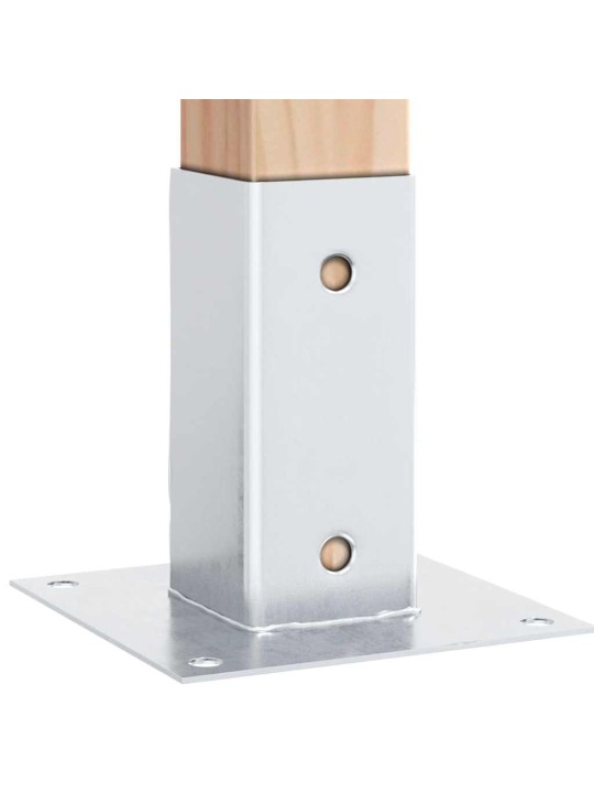 Pylväiden jalustat neliö 12 kpl hopea 61x61 mm galvanoitu teräs
