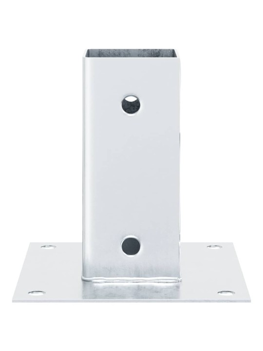 Pylväiden jalustat neliö 12 kpl hopea 61x61 mm galvanoitu teräs