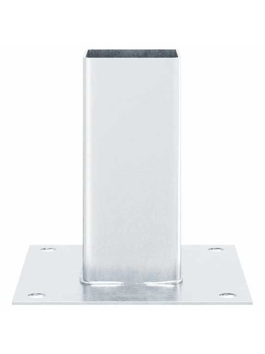 Pylväiden jalustat neliö 12 kpl hopea 61x61 mm galvanoitu teräs