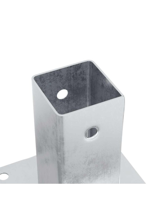 Pylväiden jalustat neliö 12 kpl hopea 61x61 mm galvanoitu teräs