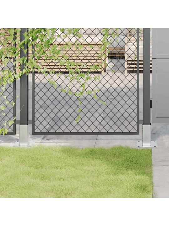 Pylväiden jalustat neliö 12 kpl hopea 61x61 mm galvanoitu teräs