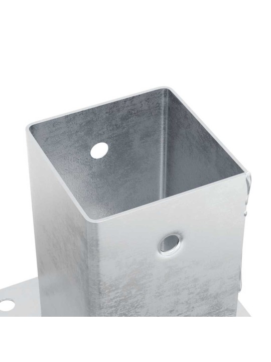 Pylväiden jalustat neliö 12 kpl hopea 81x81 mm galvanoitu teräs