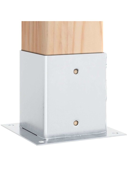 Pylväiden jalustat neliö 4 kpl hopea 101x101mm galvanoitu teräs