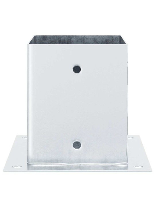 Pylväiden jalustat neliö 4 kpl hopea 101x101mm galvanoitu teräs