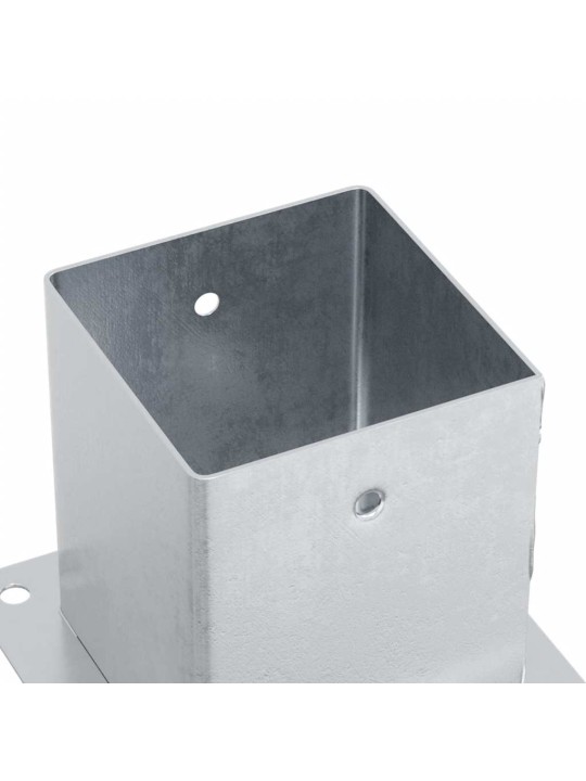 Pylväiden jalustat neliö 4 kpl hopea 101x101mm galvanoitu teräs