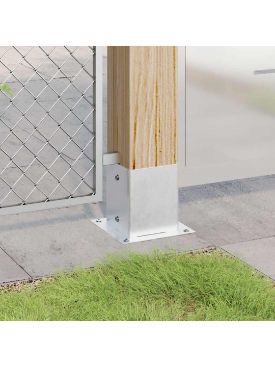 Pylväiden jalustat neliö 12kpl hopea 101x101mm galvanoitu teräs