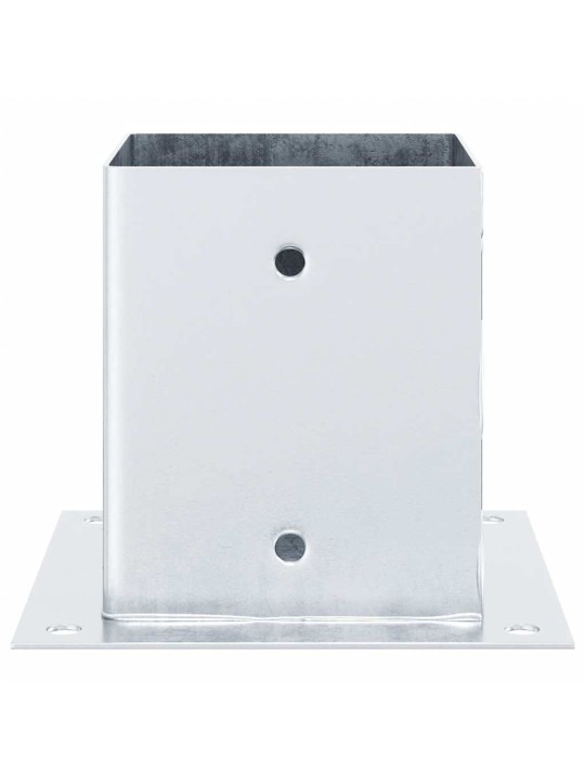 Pylväiden jalustat neliö 12kpl hopea 101x101mm galvanoitu teräs