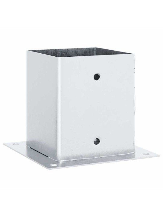 Pylväiden jalustat neliö 4 kpl hopea 121x121mm galvanoitu teräs