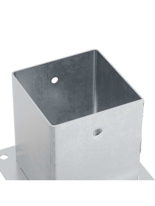 Pylväiden jalustat neliö 4 kpl hopea 121x121mm galvanoitu teräs